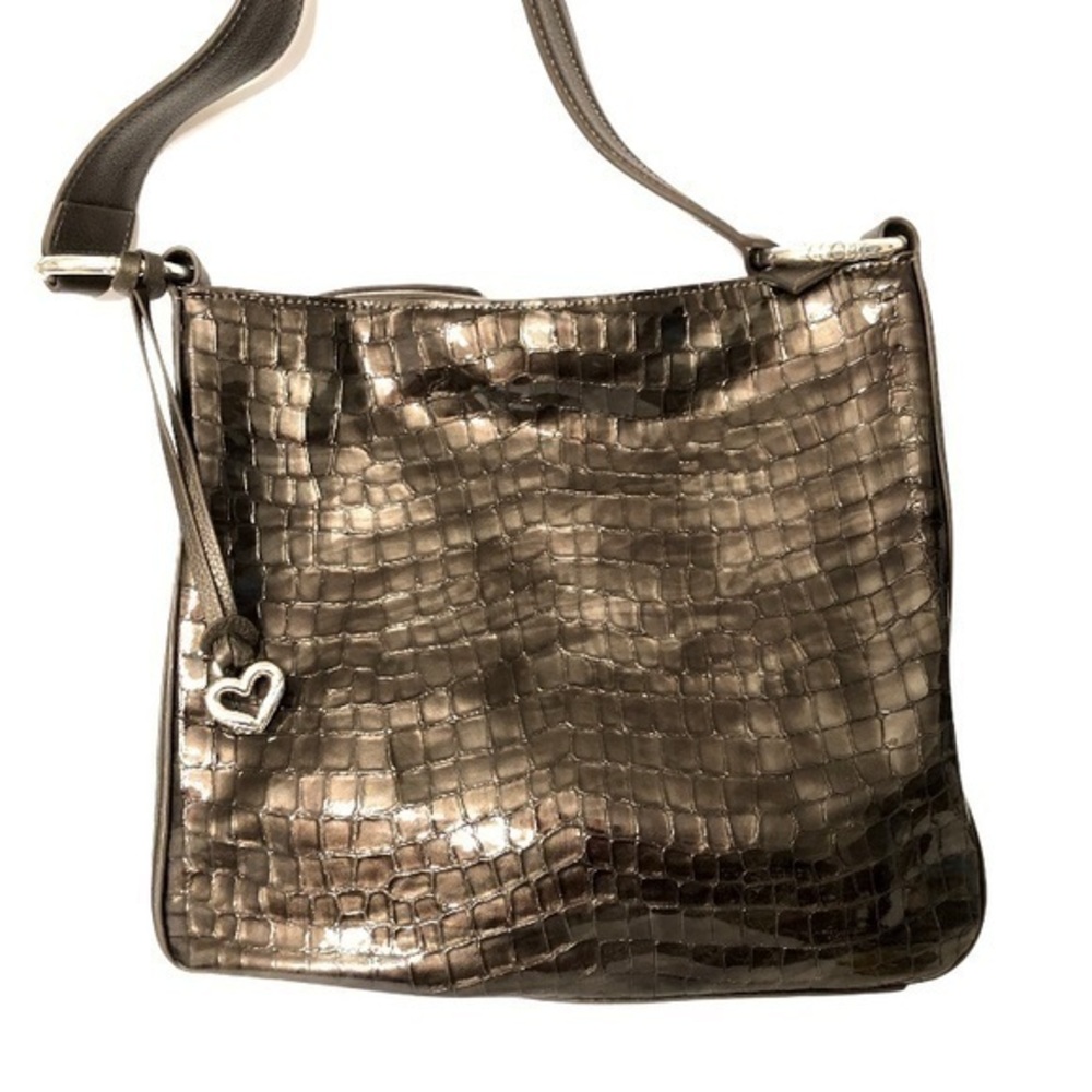 BRIGHTON shiny embossed leather shoulder bag
